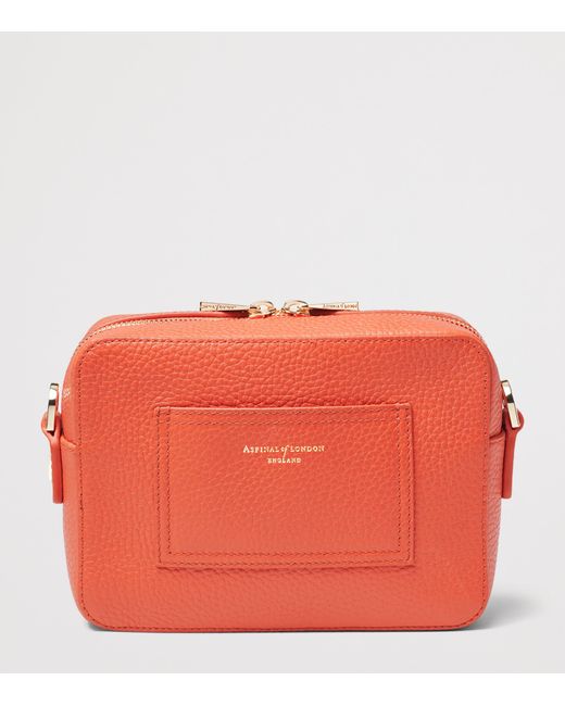 Aspinal Orange Leather A Camera Bag