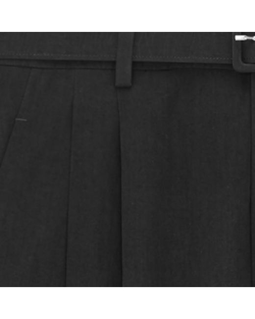 Saint Laurent Black Cotton Pleated Trousers for men