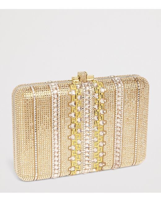 Judith Leiber Natural Crystal Lattice Slim Slide Clutch Bag