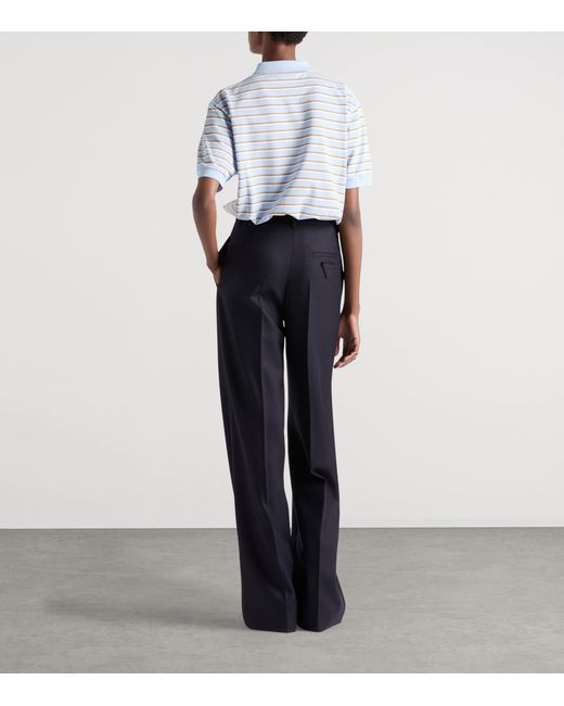 Prada Blue Stripe Cropped Polo Shirt