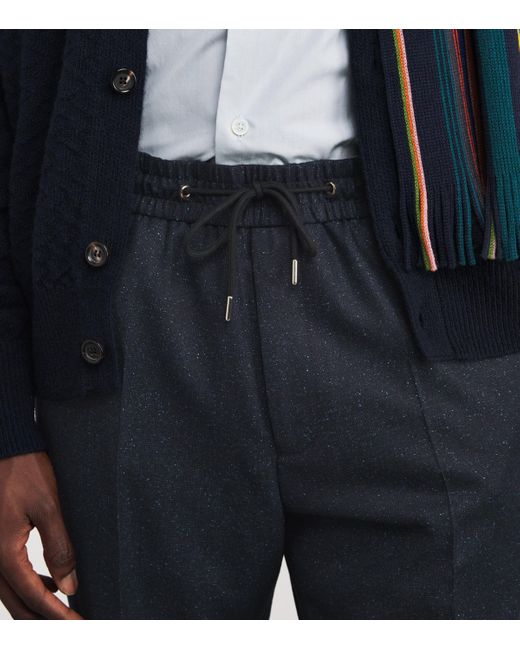 Paul Smith Blue Wool Drawstring Trousers for men