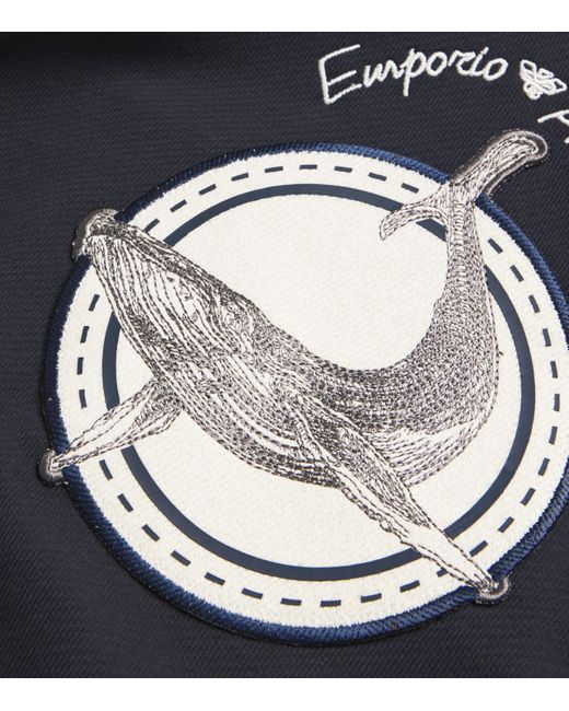 Emporio Armani Cotton Whale Patch Hoodie in Blue for Men | Lyst
