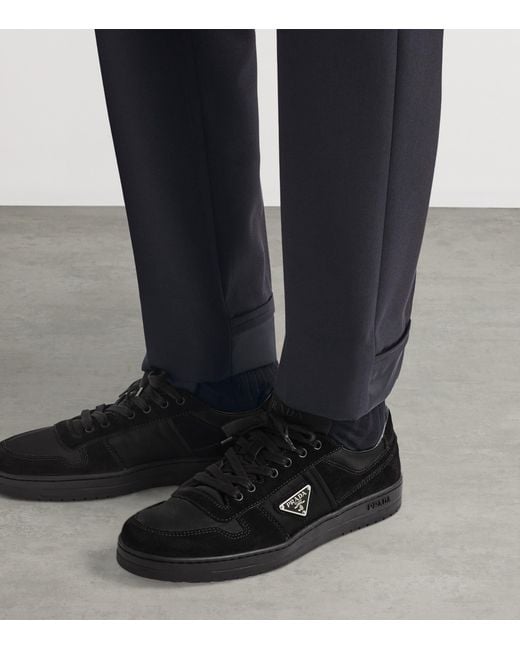 Prada Black Downtown Re Nylon And Suede Trainers for men
