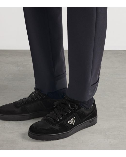 Prada Black Suede And Re-Nylon Downtown Sneakers for men
