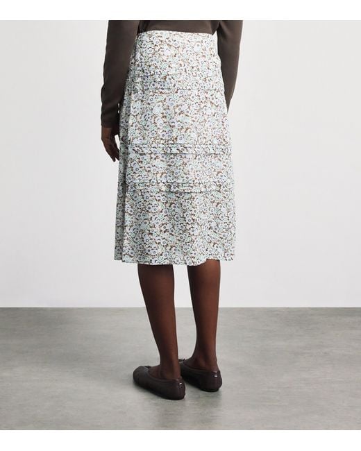 Tory Burch White Printed Midi Skirt