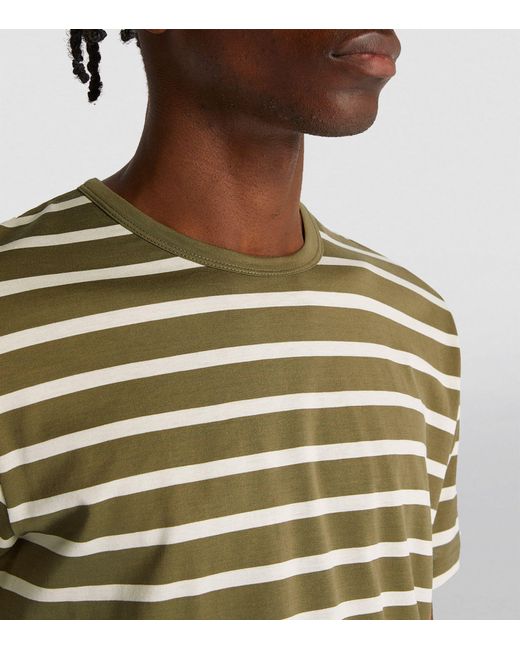 Sunspel Green Cotton Striped T-shirt for men