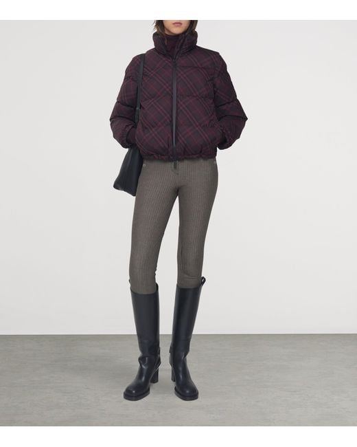 Burberry Purple Check Print Puffer Jacket