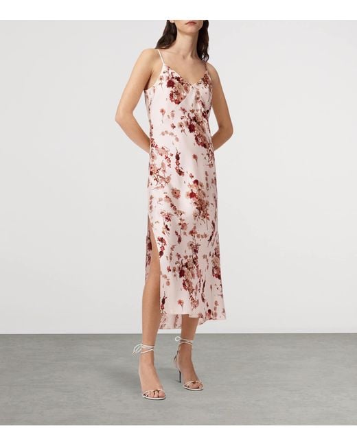 AllSaints Pink Silk-Blend Melody Slip Dress
