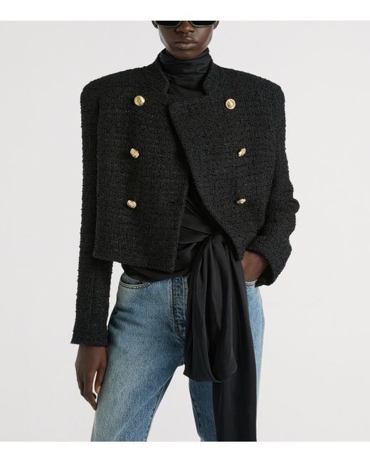 Balmain Black Tweed Officer Jacket