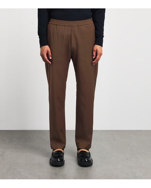 Barena Brown Virgin Wool Elasticated Trousers for men