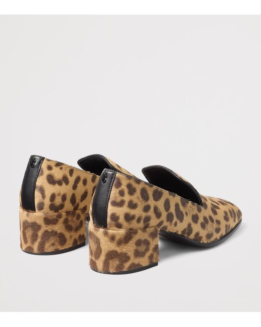 Jimmy Choo Brown Eliot 45 Leopard Print Leather Heeled Loafers
