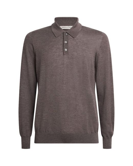 Johnstons Brown Superfine Cashmere Polo Shirt for men