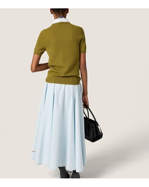 Miu Miu Green Cashmere Detachable-Collar Sweater