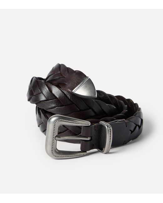Brunello Cucinelli Black Leather Braided Belt