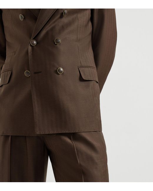 Brunello Cucinelli Brown Virgin Wool-Cashmere Leisure Two-Piece Suit for men
