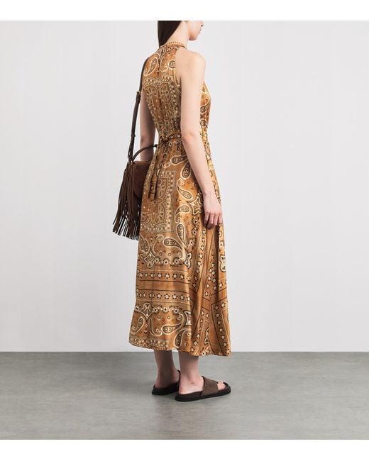 Sandro Natural Bandana Print Midi Dress