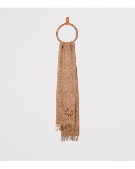 Loewe Brown Wool-Cashmere Anagram Scarf
