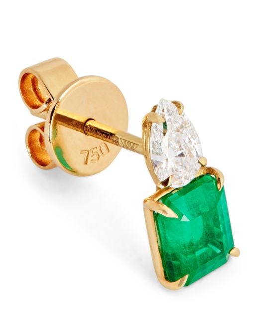 Anita Ko Yellow Diamond And Emerald Single Stud Earring