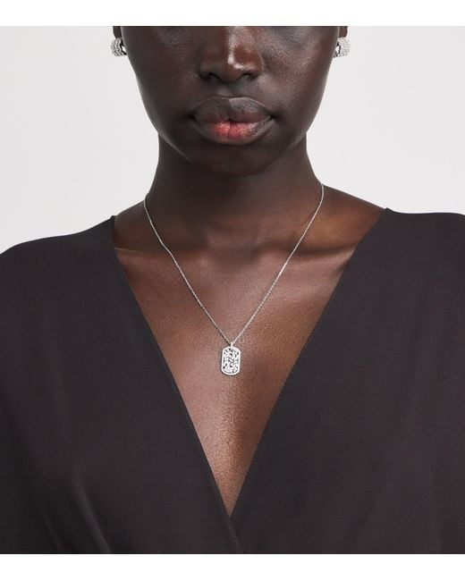 Suzanne Kalan Metallic And Diamond Medium Dog Tag Pendant Necklace