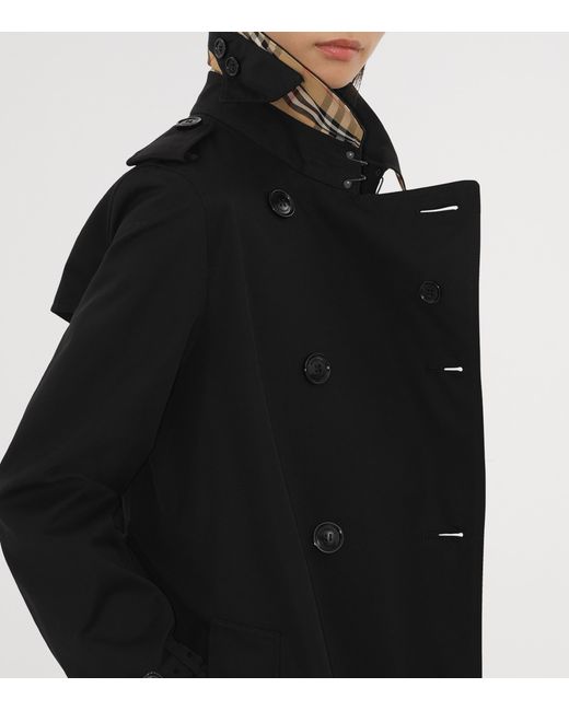 Burberry Black Mid-Length Kensington Heritage Trench Coat