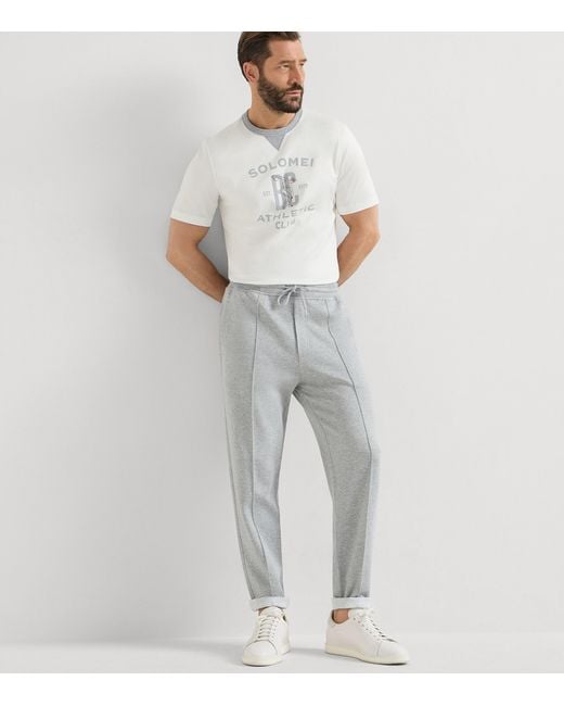 Brunello Cucinelli Gray Cotton-Blend French Terry Sweatpants for men