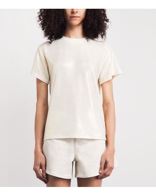 Maje White Lamé T-Shirt
