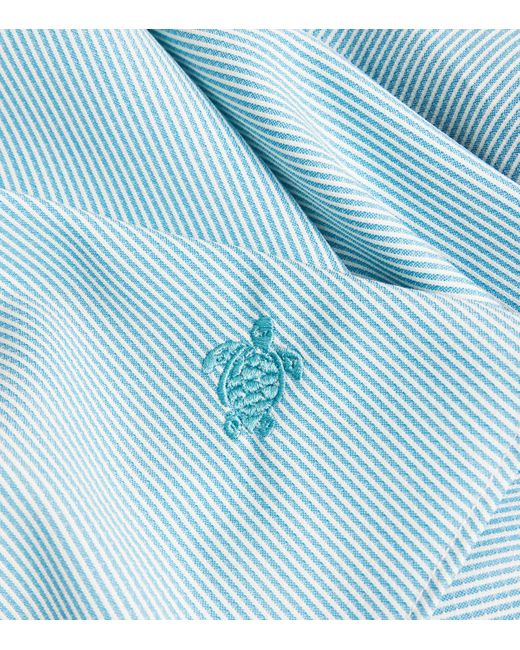 Vilebrequin Blue Wool-Blend Stripe Rayures Shirt for men