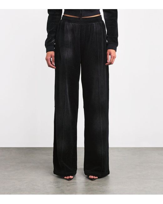 Alexander Wang Black Velour Rhinestone Hotfix Sweatpants