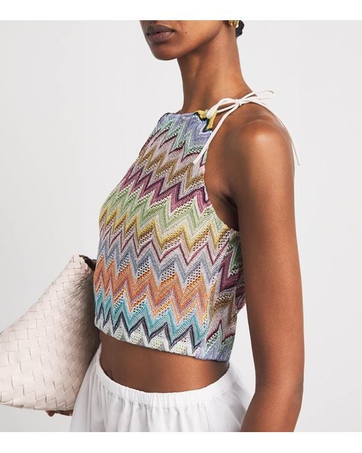 Missoni Gray Zigzag Tie-Strap Crop Top