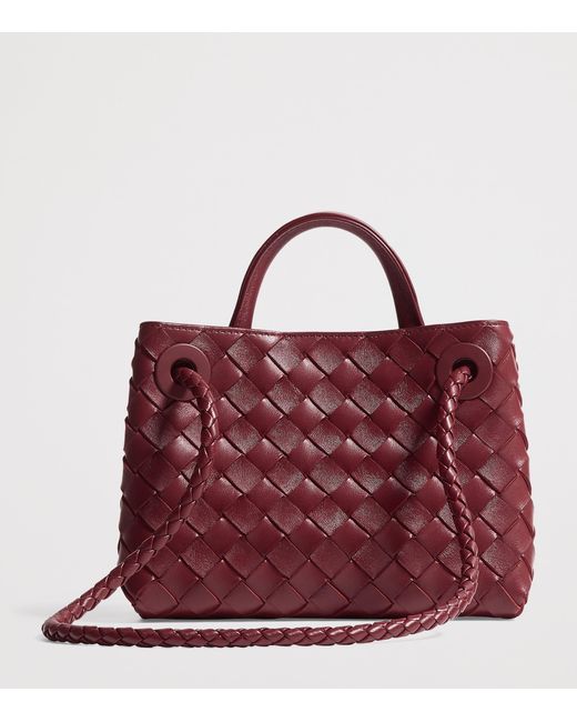 Bottega Veneta Red Mini Leather Andiamo Top-Handle Bag