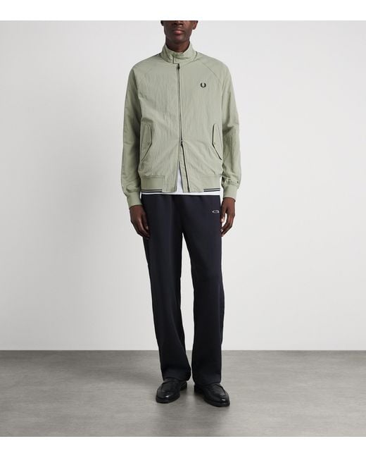 Fred Perry Green Crinkle Harrington Jacket for men