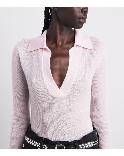 Citizens of Humanity Pink Wool-Cashmere Simone Polo Sweater