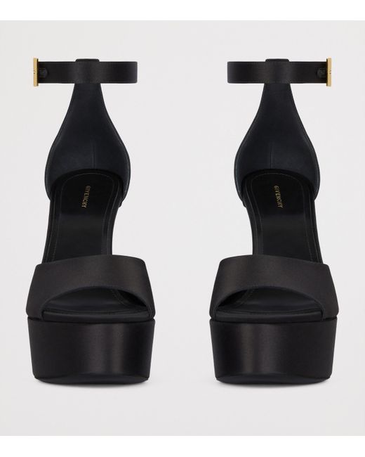 Givenchy Black Satin 4G Liquid Platform Sandals 130