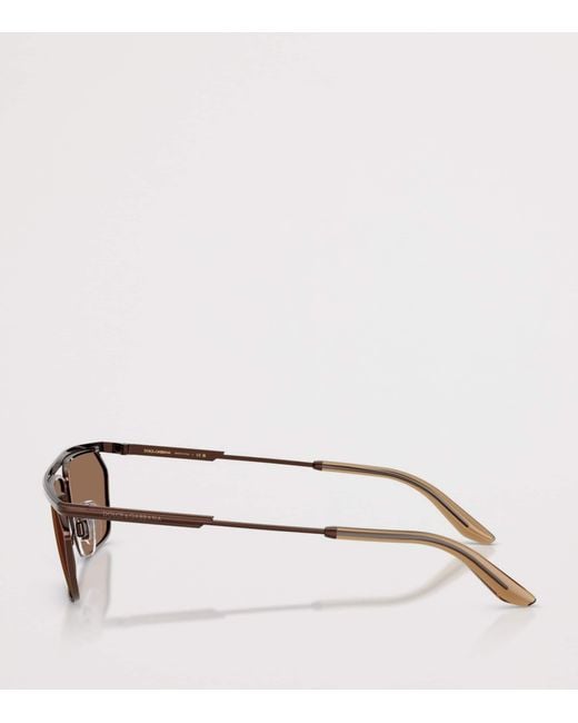Dolce & Gabbana Brown Metal Dg2327 Classic Rectangle Sunglasses for men
