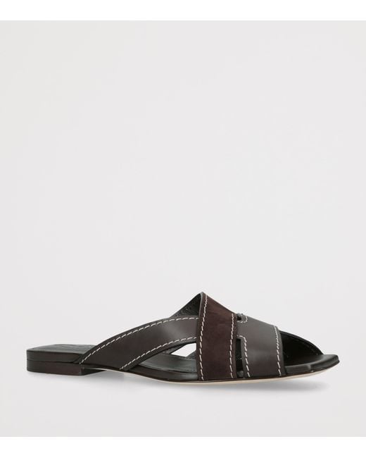 Tod's Brown Leather T-Strap Sandals