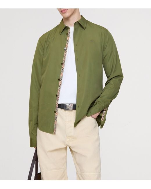 Burberry Green Cotton Poplin Ekd Shirt for men