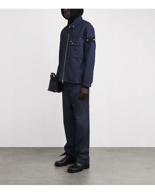 Stone Island Blue Denim Zip-Up Overshirt for men