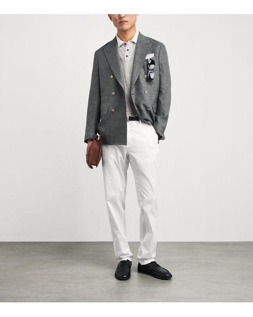 Eleventy White Cotton-Silk Chinos for men