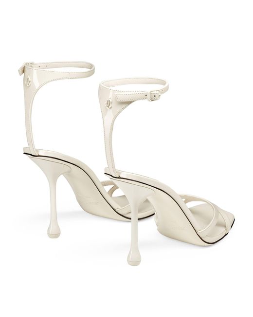 Jimmy Choo White Ixia 95 Patent Leather Heeled Sandals