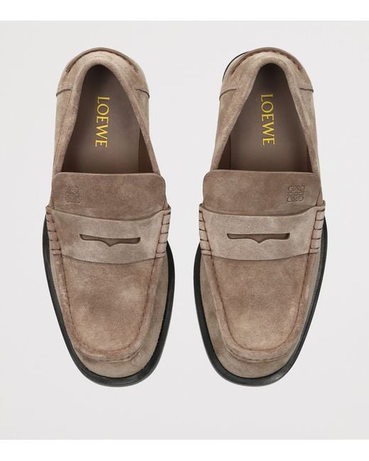 Loewe Brown Suede Bobine Loafers for men