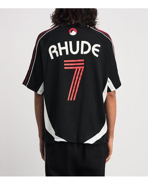 Rhude Black Football Crest T-Shirt for men