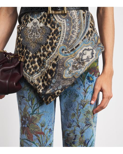 Etro Blue Floral Flare Jeans