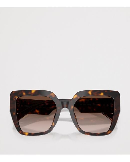 Dolce & Gabbana Brown Tortoise Square Cat-Eye Sunglasses
