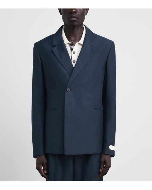 Jacquemus Blue Linen-Blend Melo Blazer for men