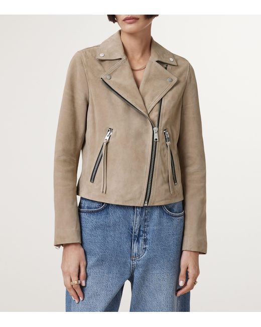 AllSaints Natural Suede Dalby Biker Jacket