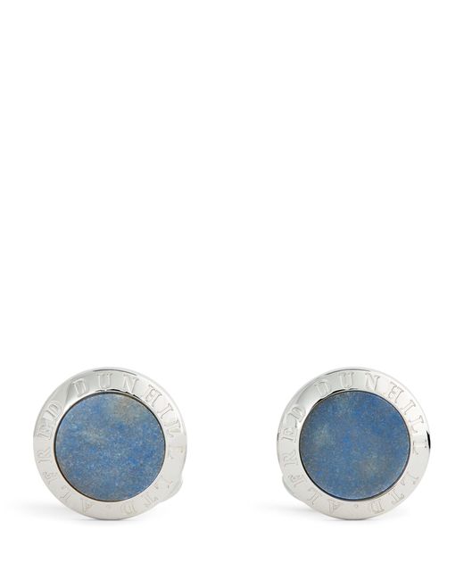 Dunhill Blue Silver And Agate Logo Cufflinks for men