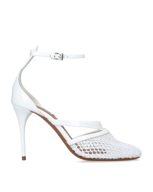 Alaïa White Fishnet Ankle-Strap Pumps 90