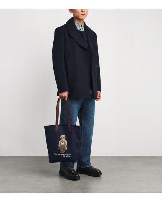 Polo Ralph Lauren Blue Wool-Blend Melton Peacoat for men