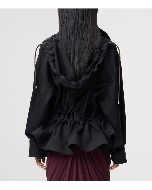 Loewe Black Peplum-Hem Hooded Parka