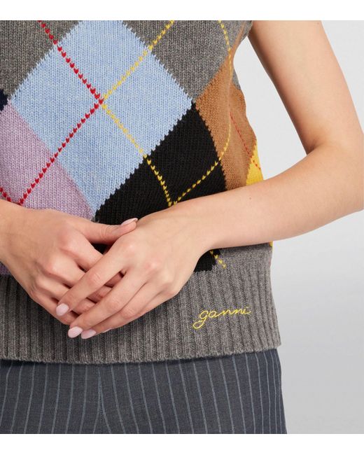 Ganni Multicolor Harlequin Sweater Vest